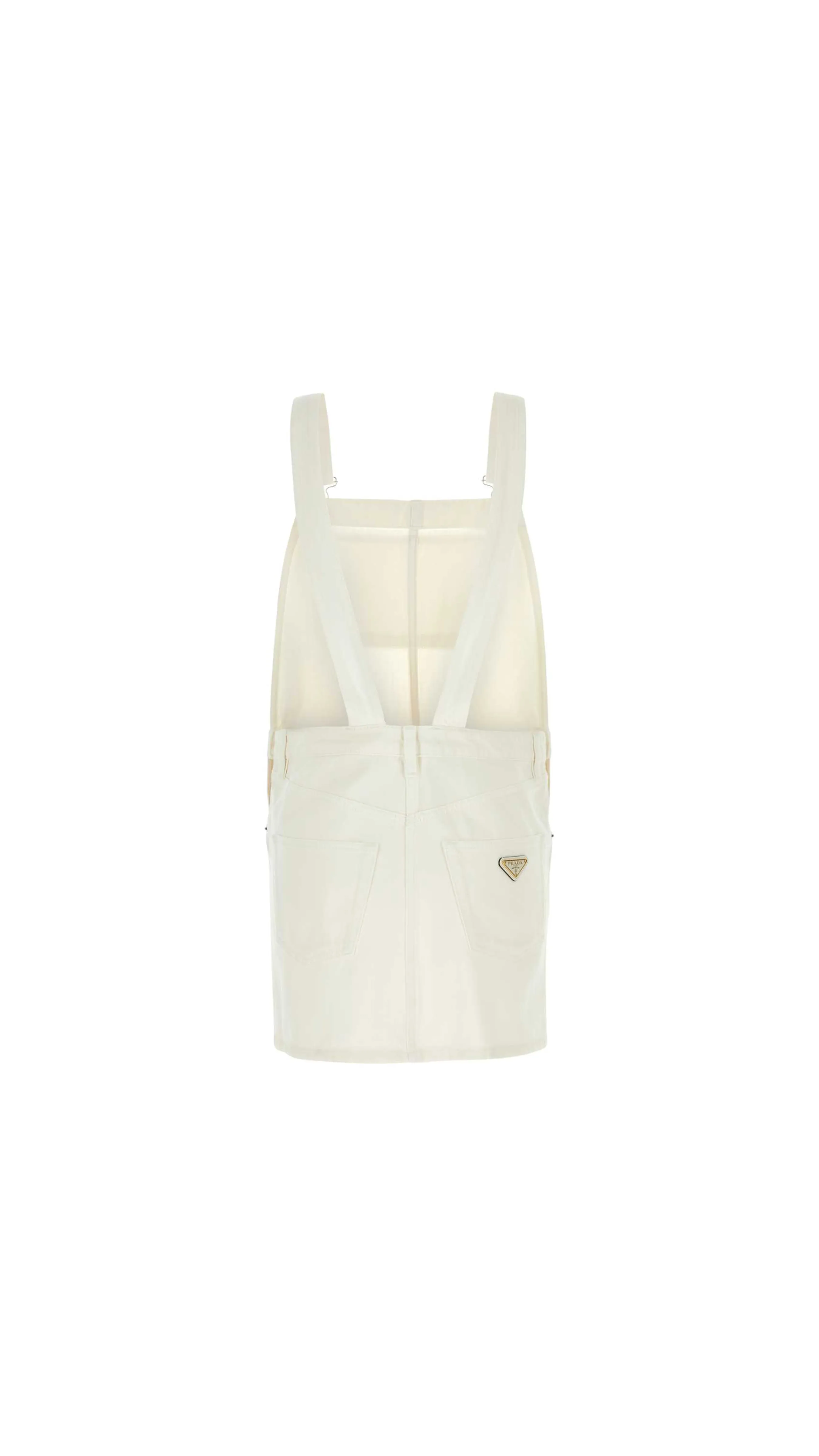 Denim Overall Mini-dress - White