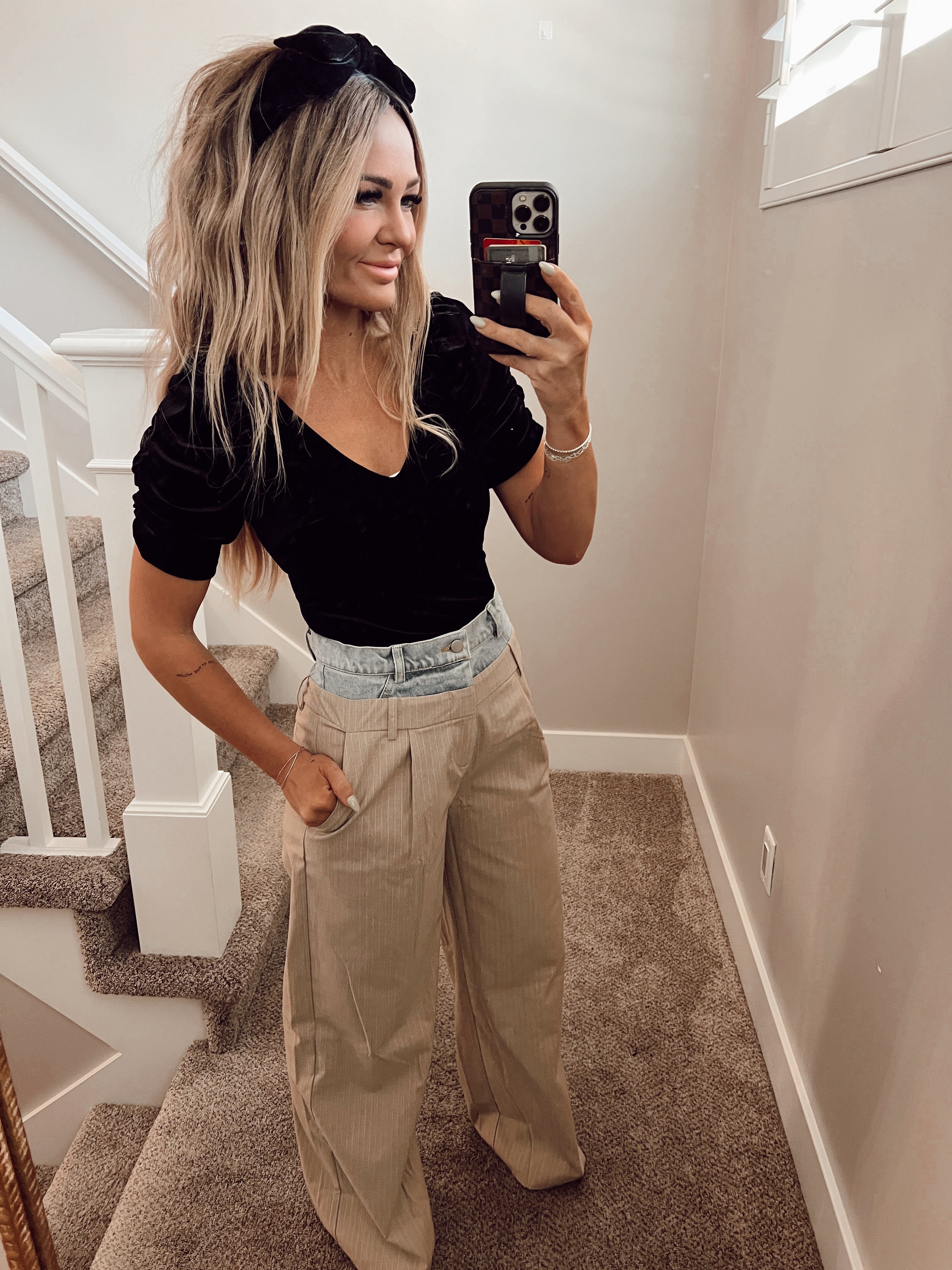 Denim top pant