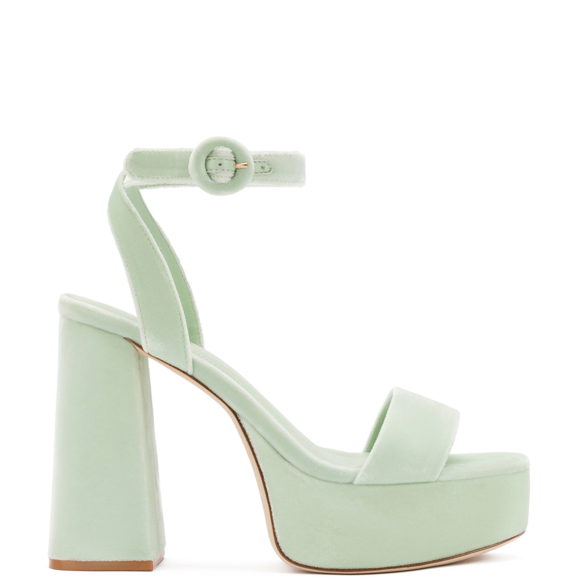 Dolly Sandal In Mint Green Velvet