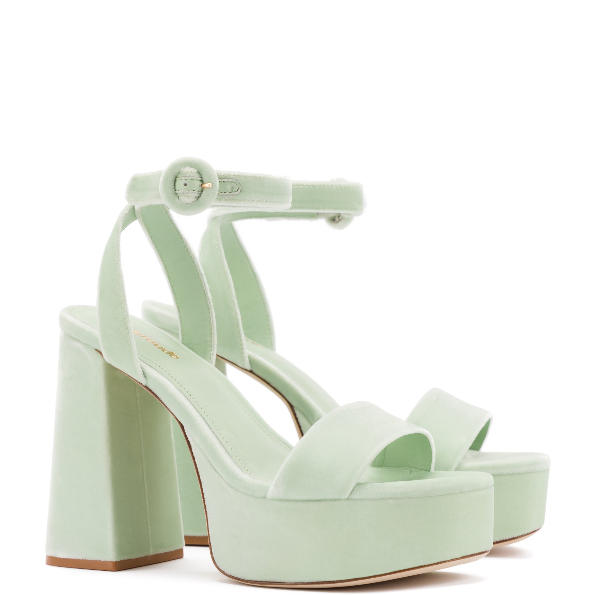 Dolly Sandal In Mint Green Velvet