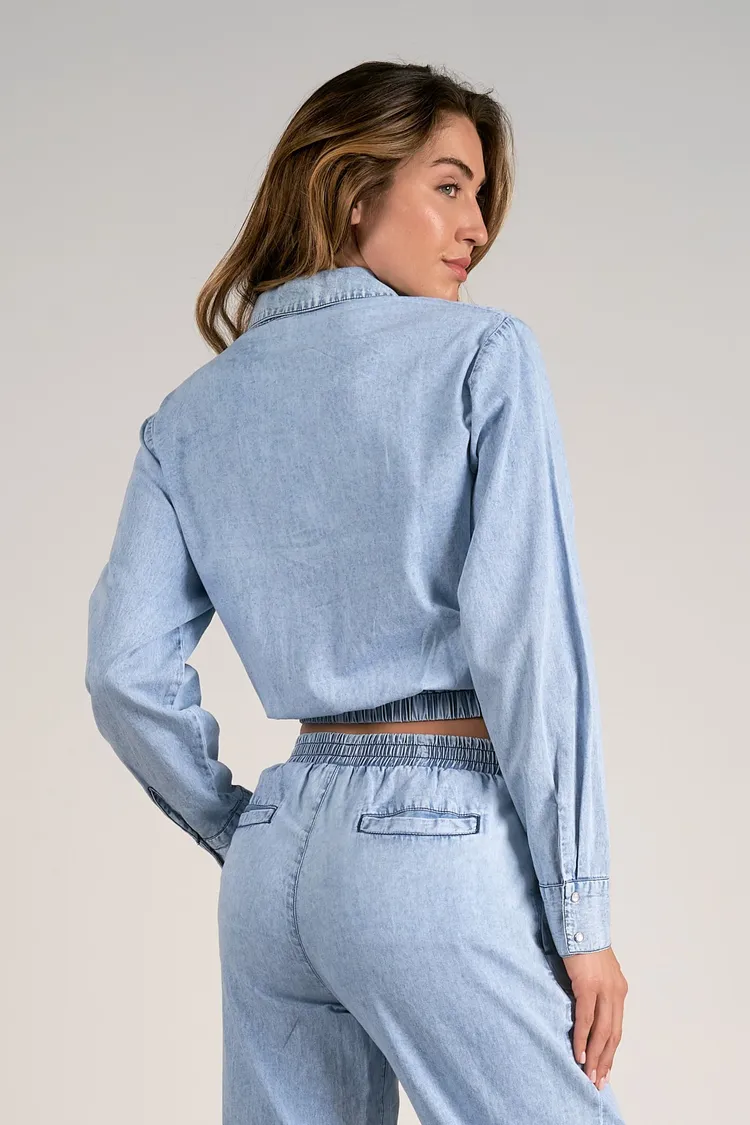 Elan Denim Wash Top