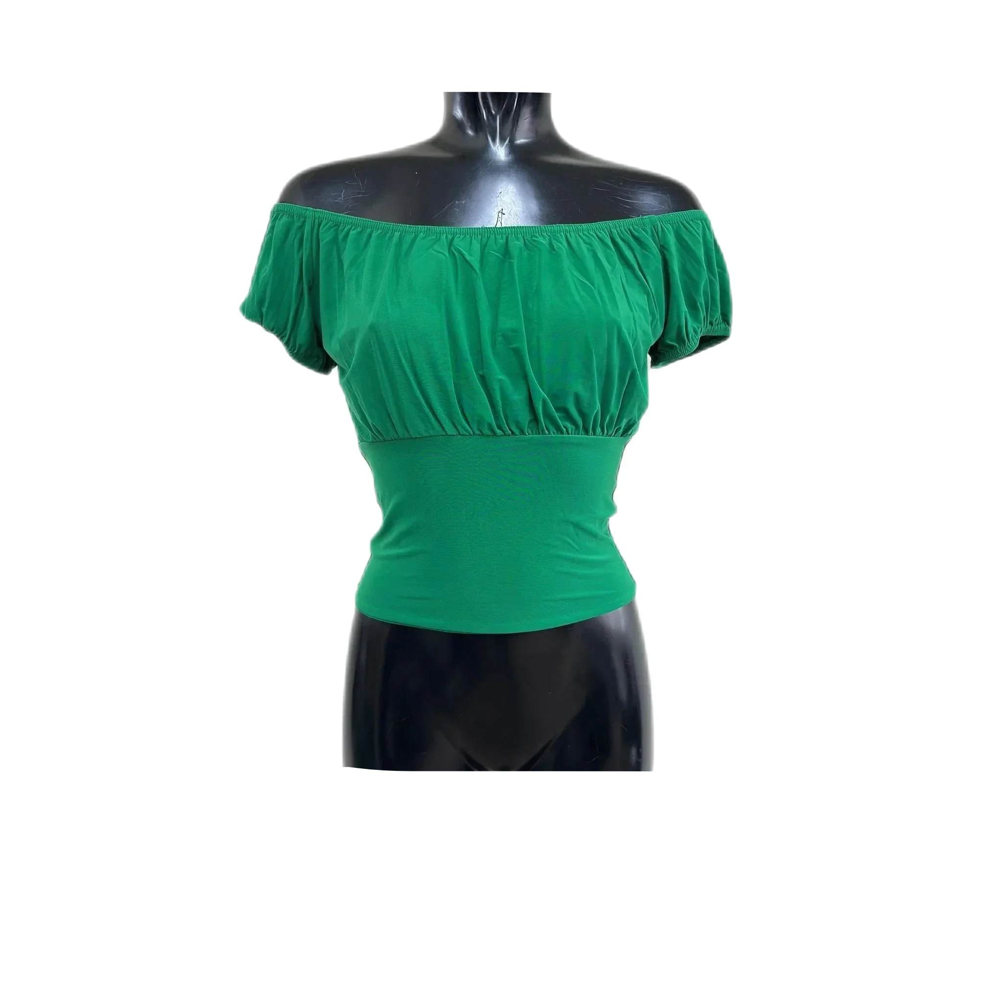 Emerald Green Stretch Off the Shoulder Ruched Top