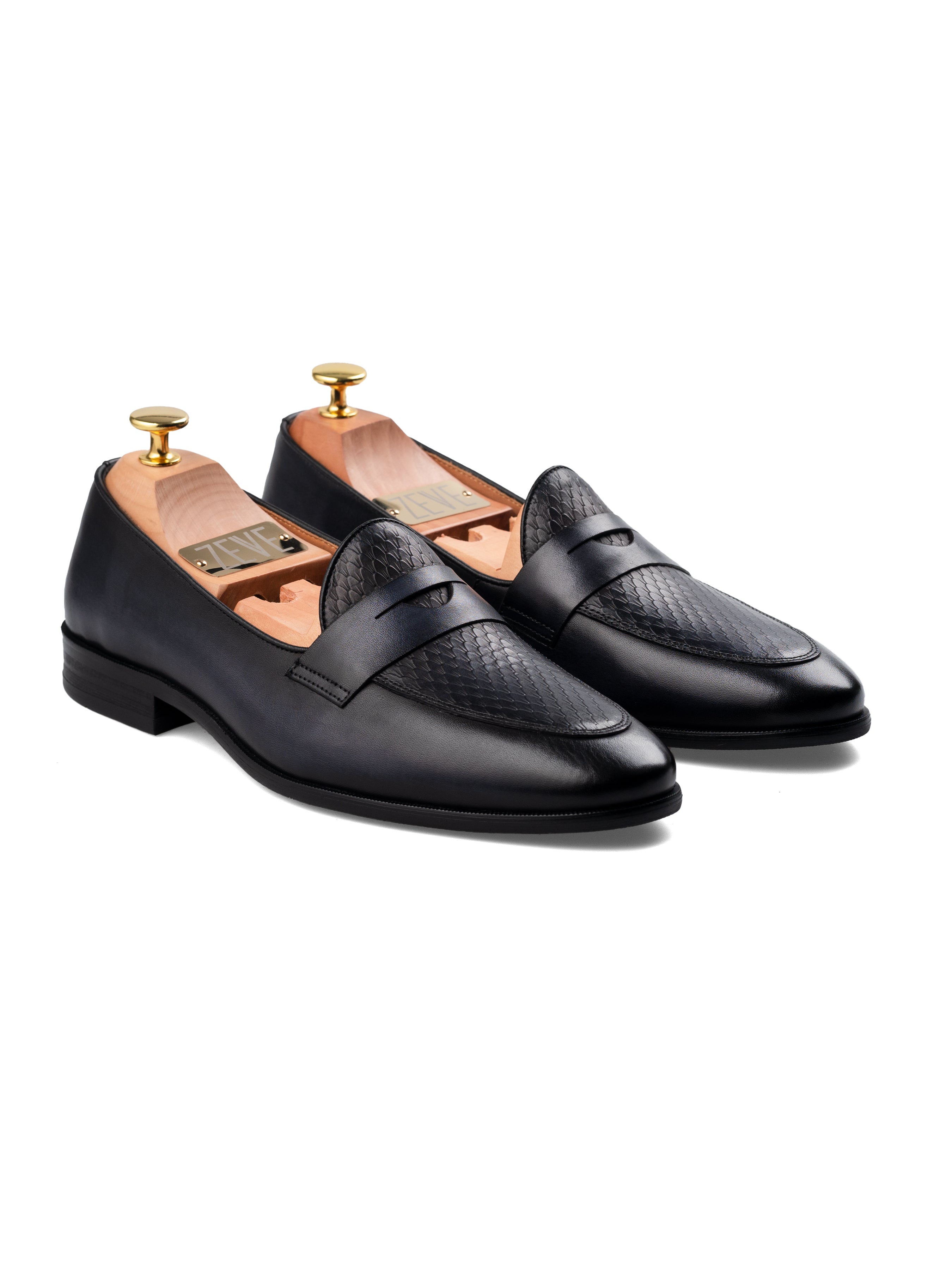 Enzo Belgian Loafer - Black Grey (Hand Painted Patina)