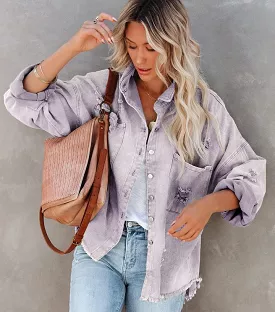 Fallon - Lilac Denim Oversized Top