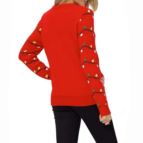 Fashion Christmas Tree Acrylic Round Neck Long Sleeve Regular Sleeve Rib-knit Sweater