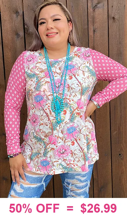 Floral Top with Pink Long Sleeve