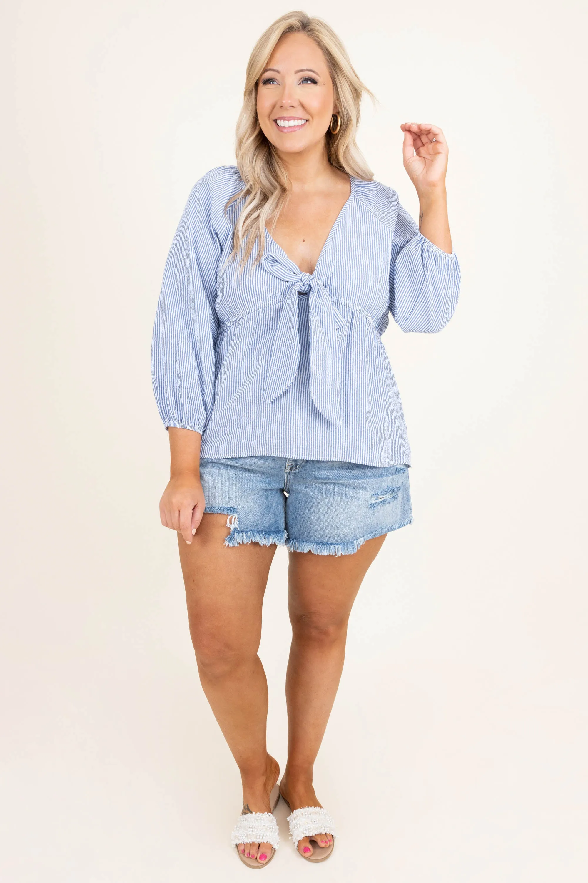 Forever Me Top, Denim-Ivory