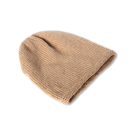 Hand-knitted Wool Beanie in Light Brown