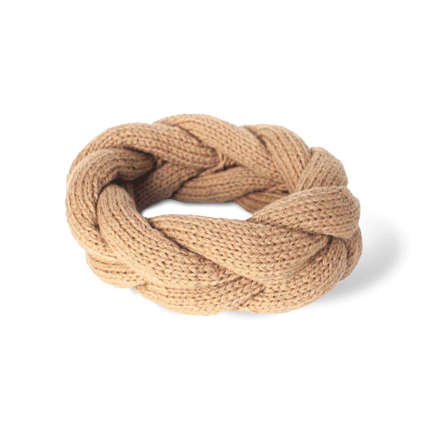 Hand-knitted Wool Headband in Light Brown