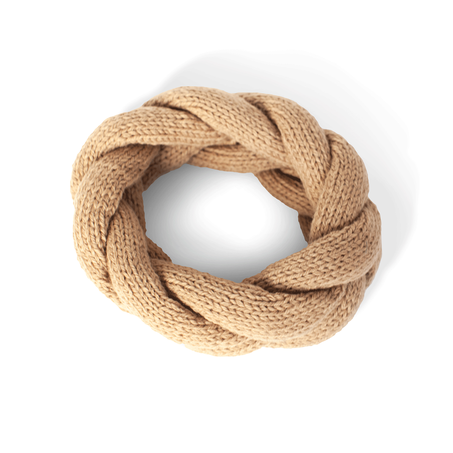 Hand-knitted Wool Headband in Light Brown