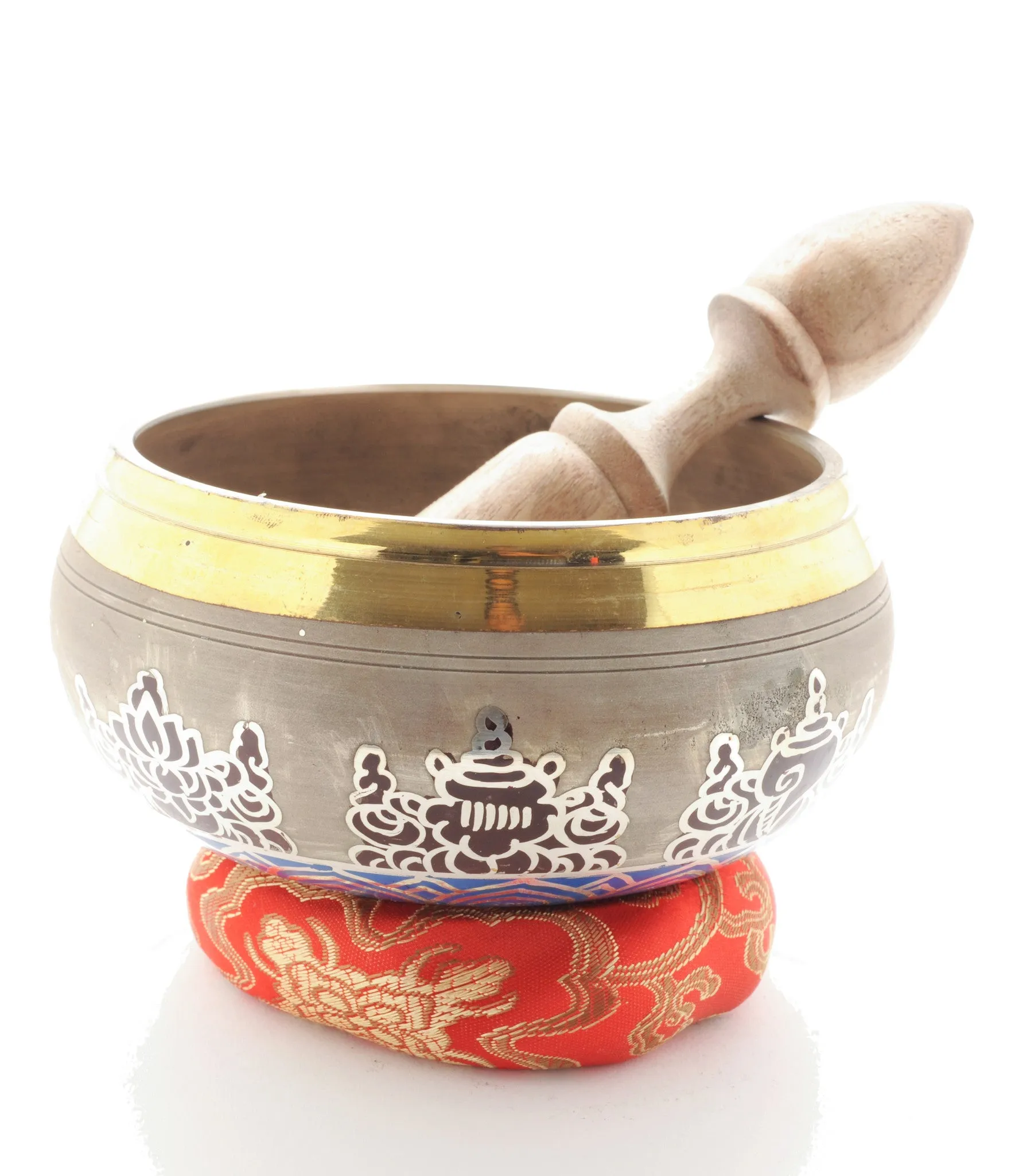 Hand Painted Meditation Buddha Singing Bowl Set (includes Cushion & Striker)