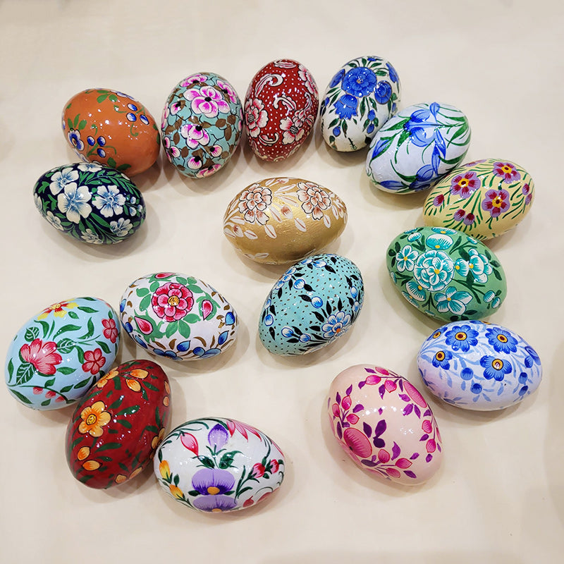 Hand painted Wooden  Eggs Assorted - Medium