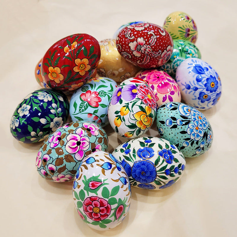 Hand painted Wooden  Eggs Assorted - Medium