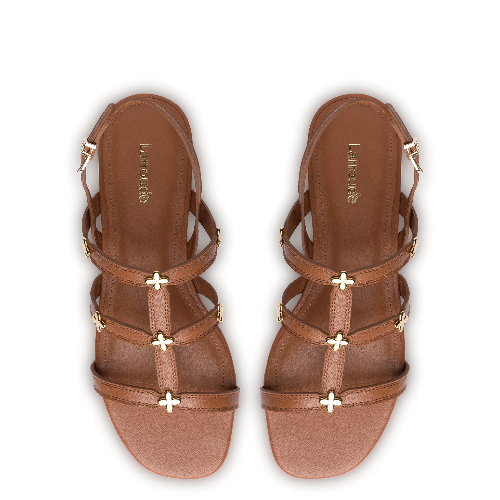 Harmony Flatform Sandal In Caramel Leather