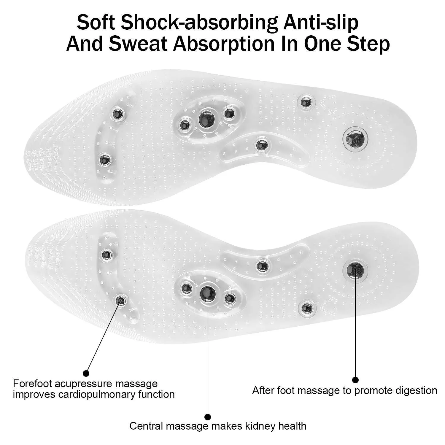 Insoles for Women & Men Cuttable Acupressure Magnetic Massage