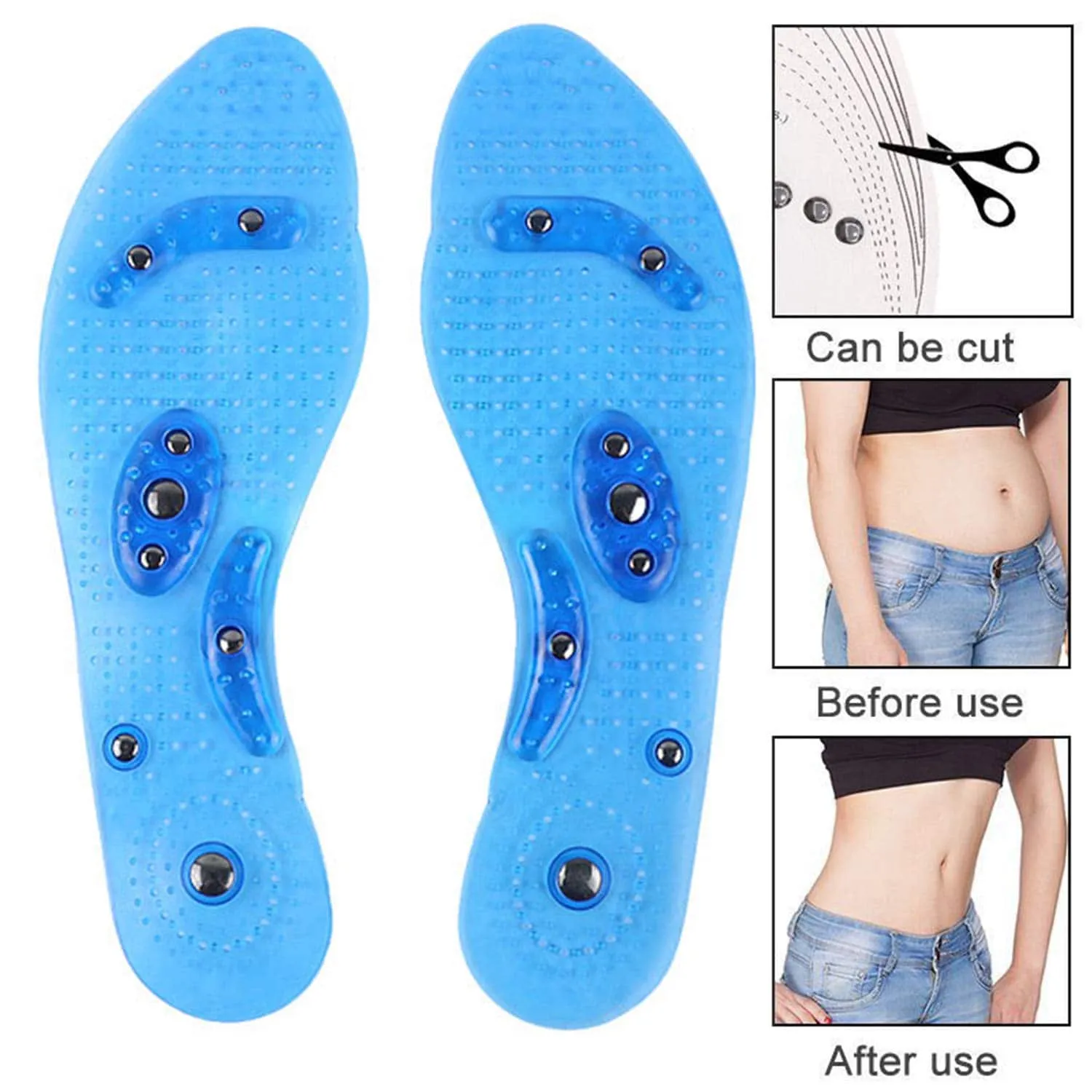 Insoles for Women & Men Cuttable Acupressure Magnetic Massage