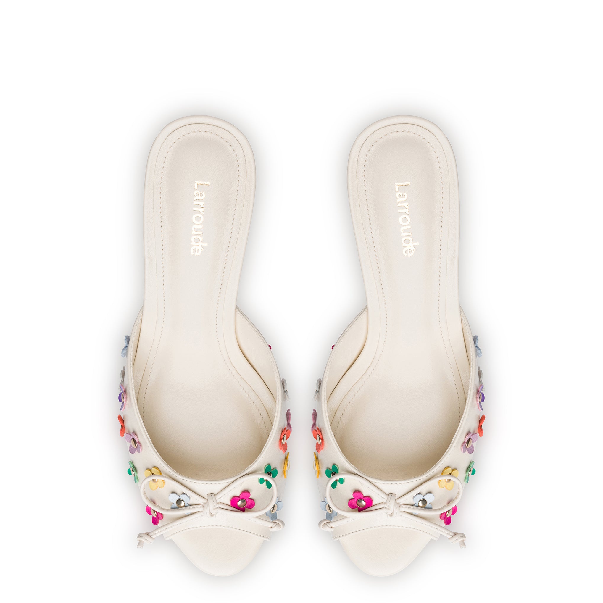 Jasmine Mule In Ivory and Multicolor Leather