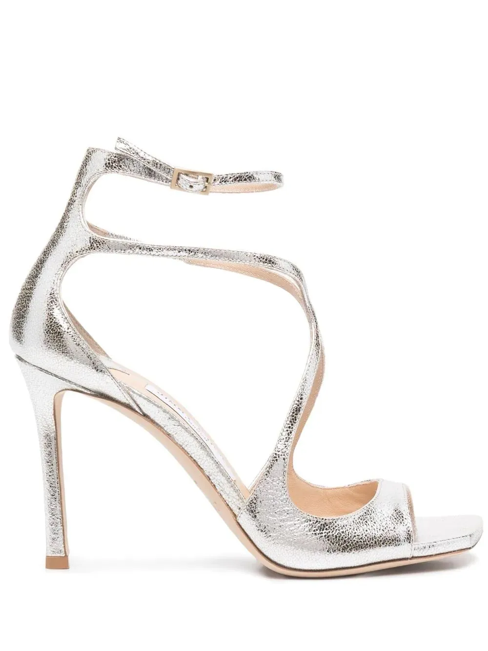 JIMMY CHOO Azia 95 Sandals In Champagne With Glitter