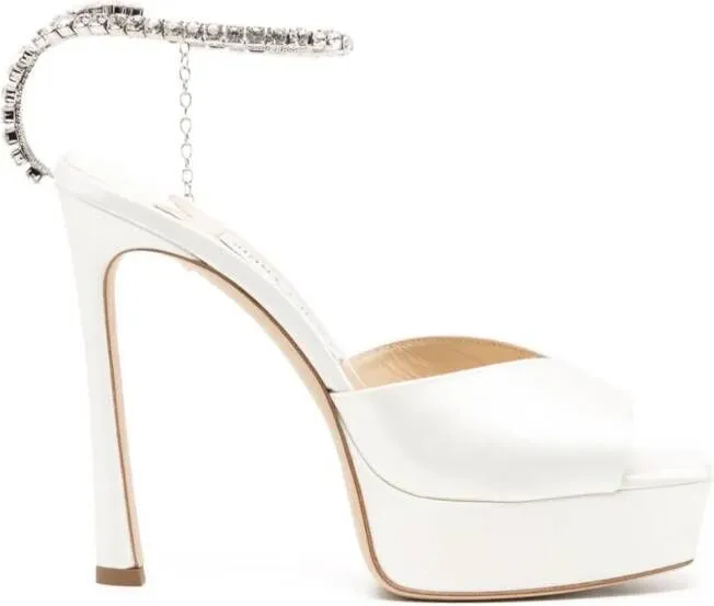 Jimmy Choo Saeda 125mm satin sandals White