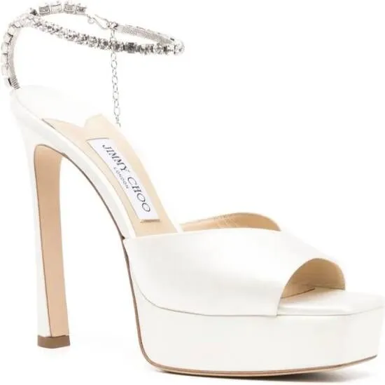 Jimmy Choo Saeda 125mm satin sandals White