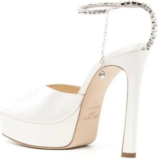 Jimmy Choo Saeda 125mm satin sandals White