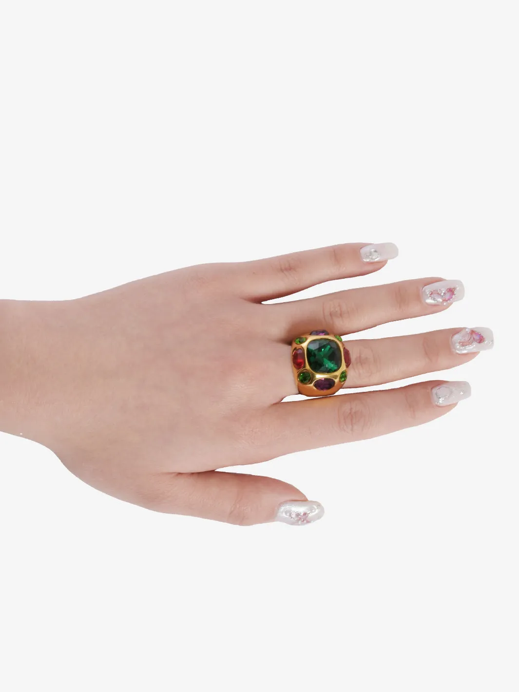 Kenneth Jay Lane Ring With Large Polychrome Stones