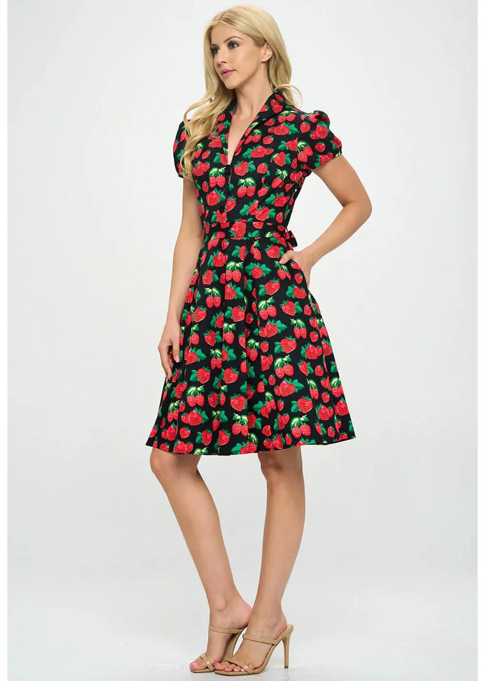 LA Soul Anna Strawberry A-Line Dress Black