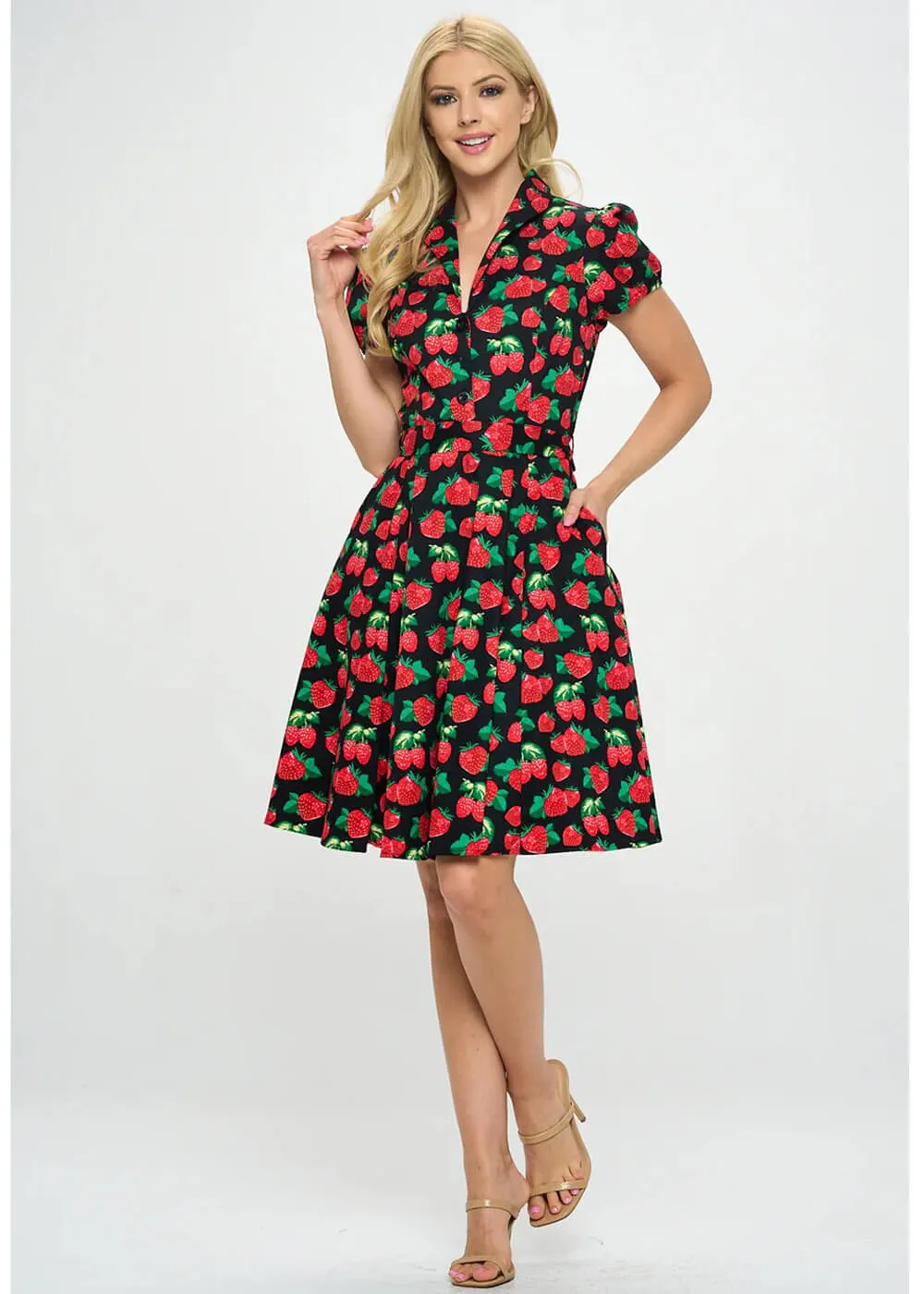 LA Soul Anna Strawberry A-Line Dress Black