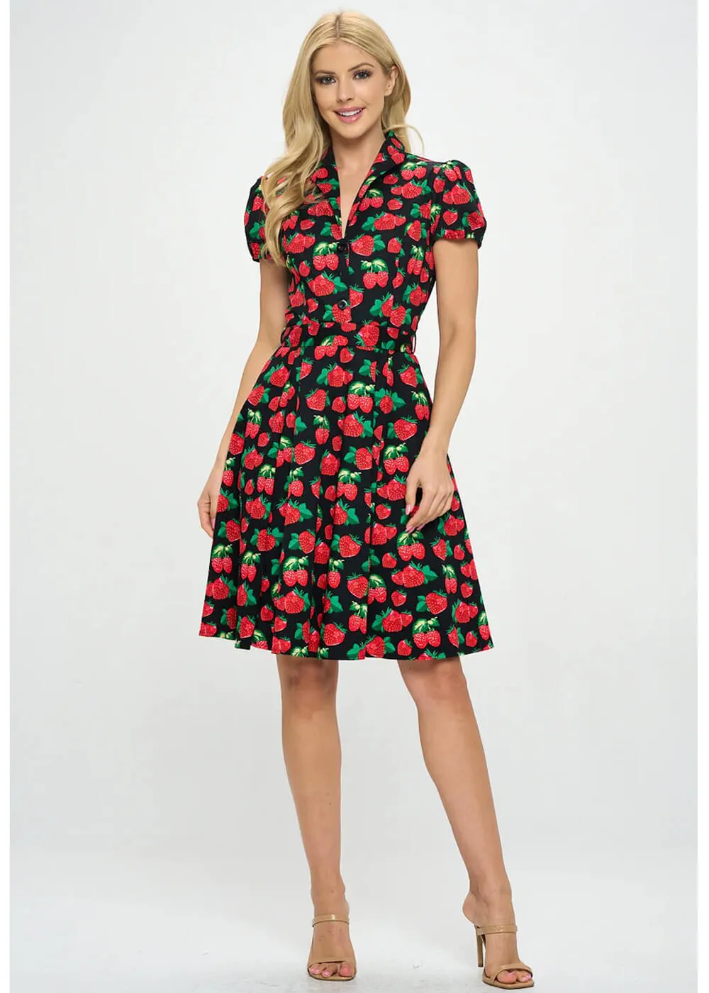 LA Soul Anna Strawberry A-Line Dress Black