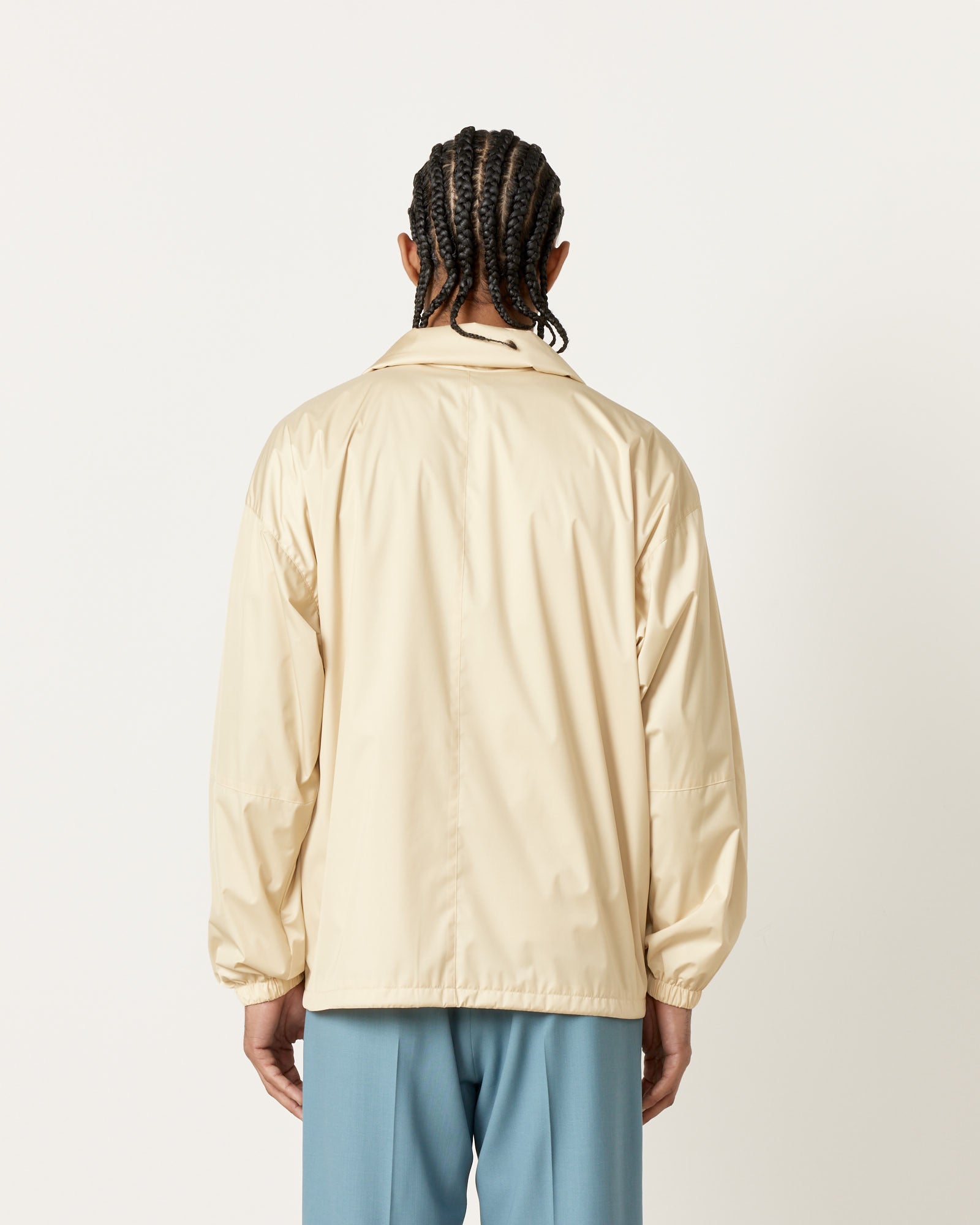 Laminate Zip Blouson in Light Beige