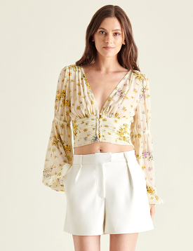 Leilani Blouse, Ivory/Multi