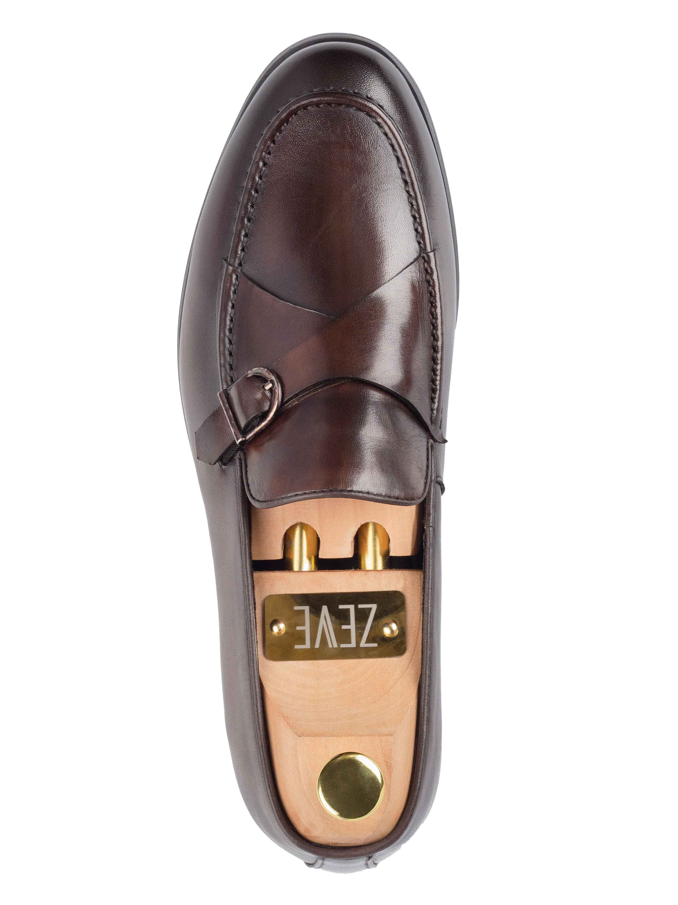 Leo Duo Strap Loafer - Coffee (Hand Painted Patina)