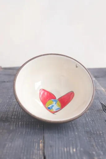 Love Rules Hand Painted Ceramic Small Bowl