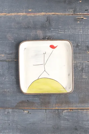 Love the Earth Hand Painted Ceramic Small Square Plate