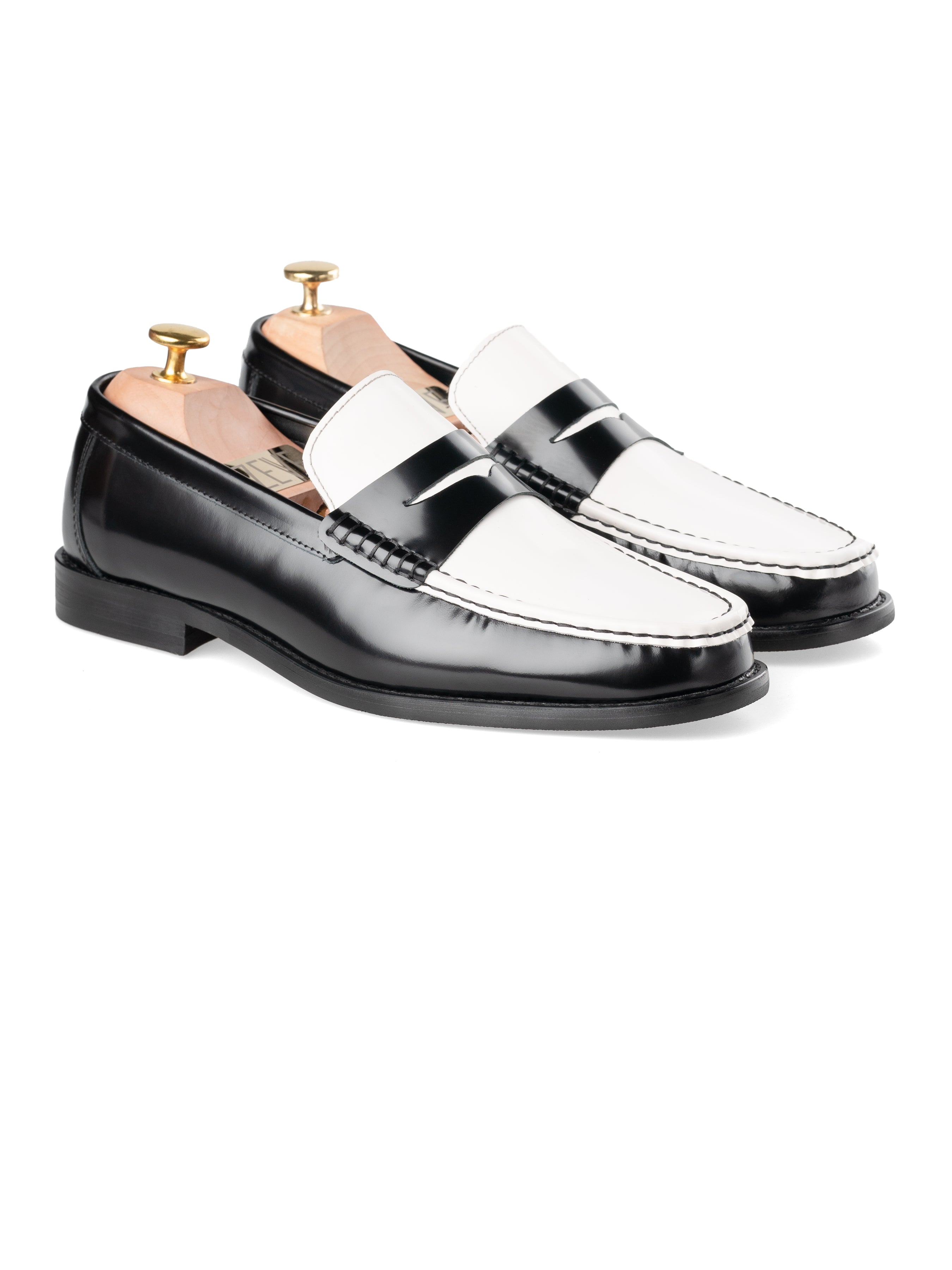 Marco Penny Loafer - Black Color Block Polished Leather