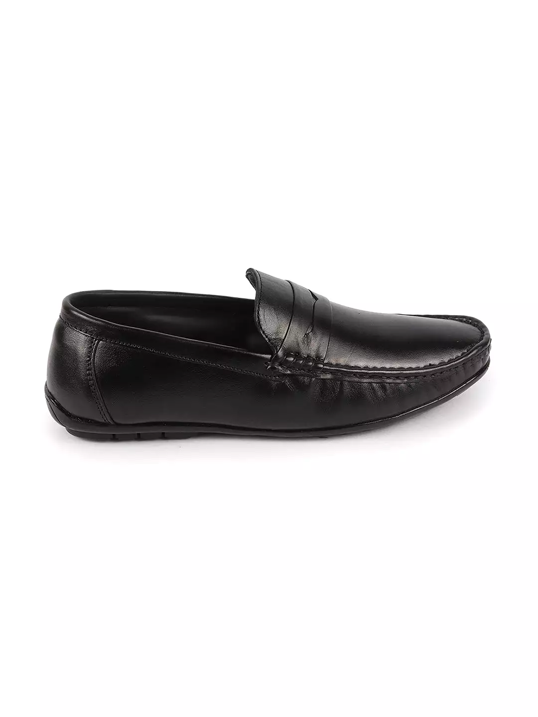 Men Black Classic Genuine Leather Slip on Loafer Shoes