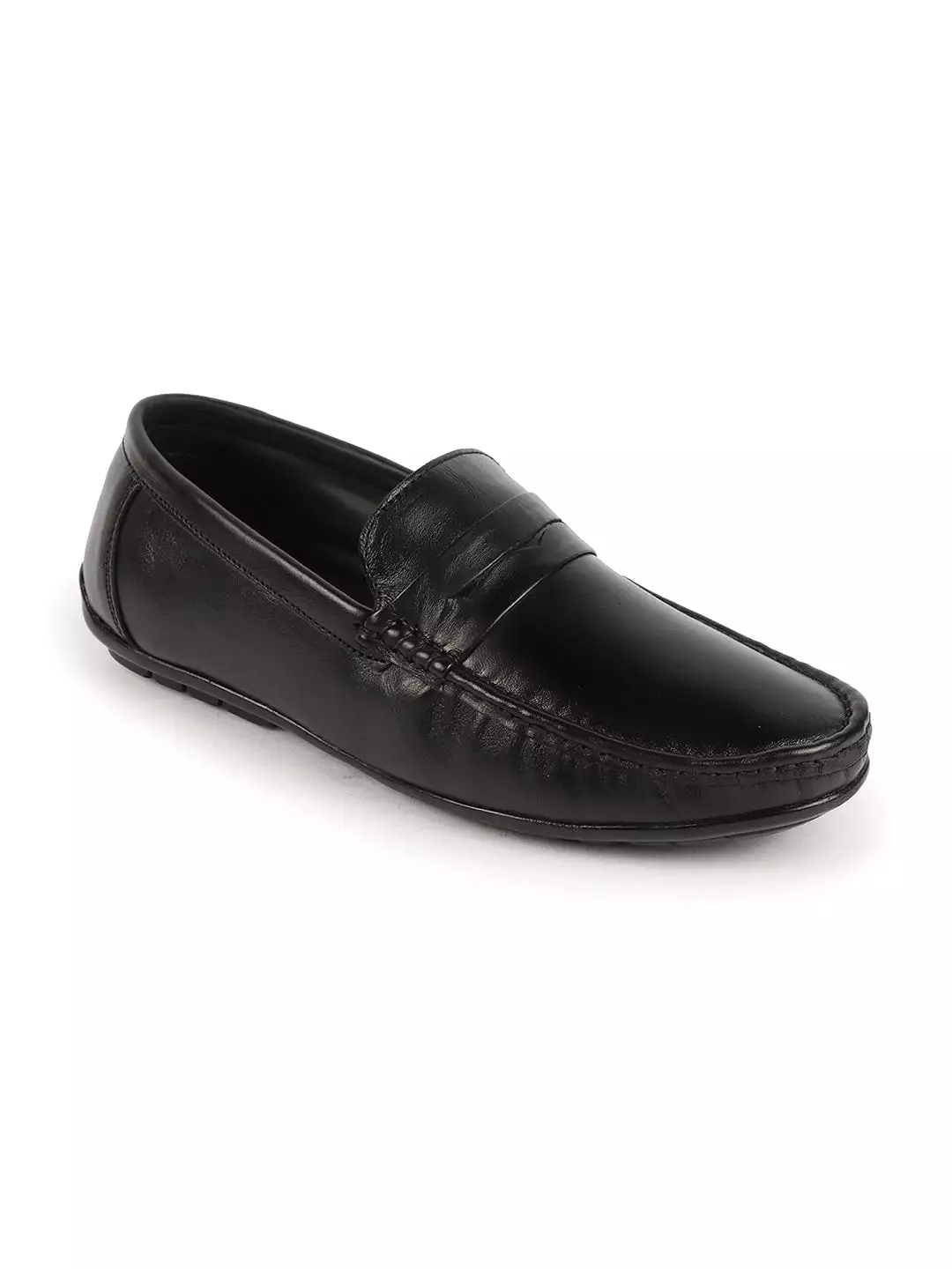 Men Black Classic Genuine Leather Slip on Loafer Shoes