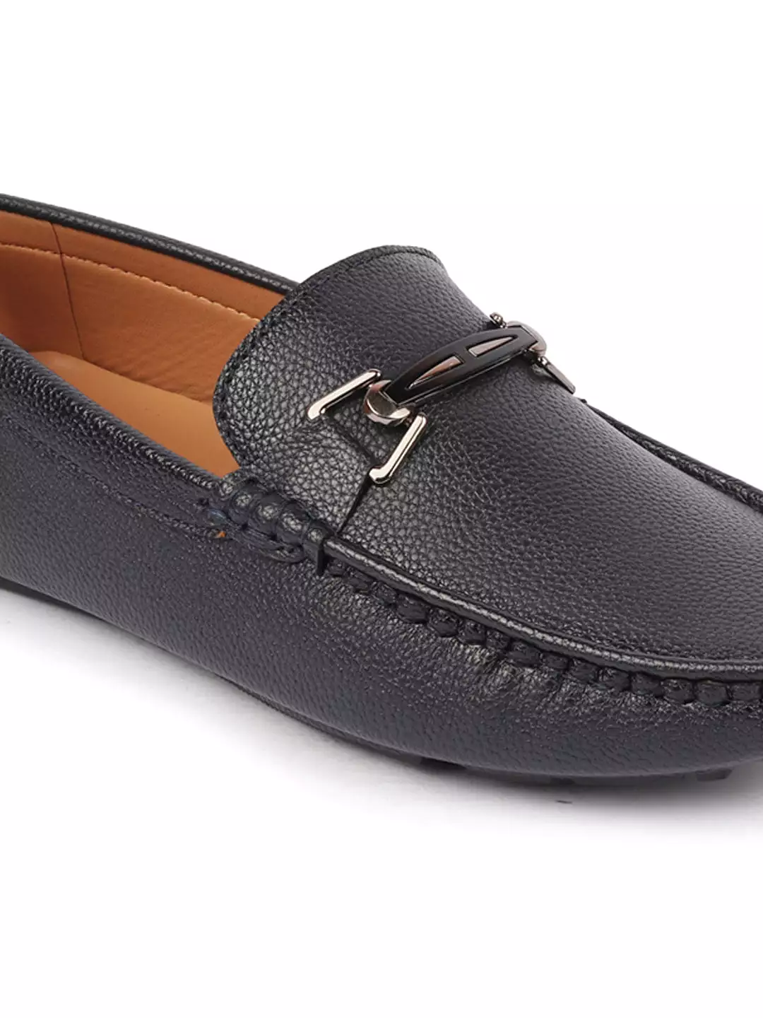 Men Blue Casual Slip On Textured Stitched Design Driving Loafer and Moccasin Shoes