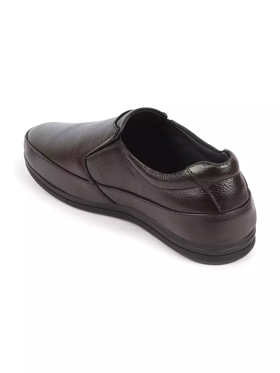 Men Brown Formal Office Genuine Leather Slip On Shoes