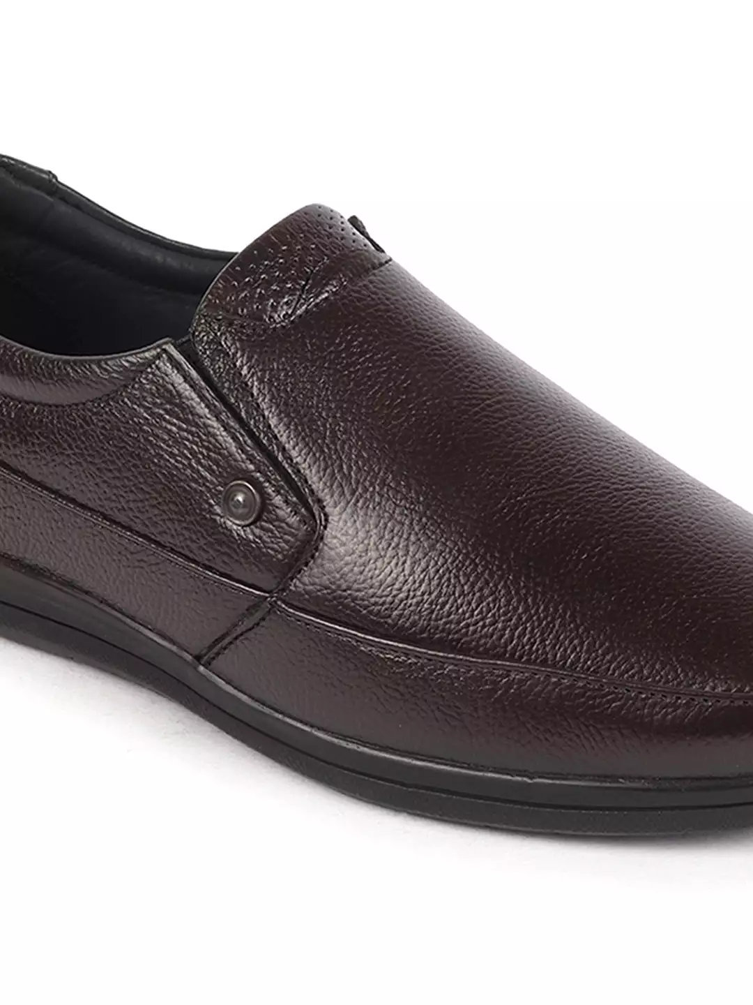 Men Brown Formal Office Genuine Leather Slip On Shoes