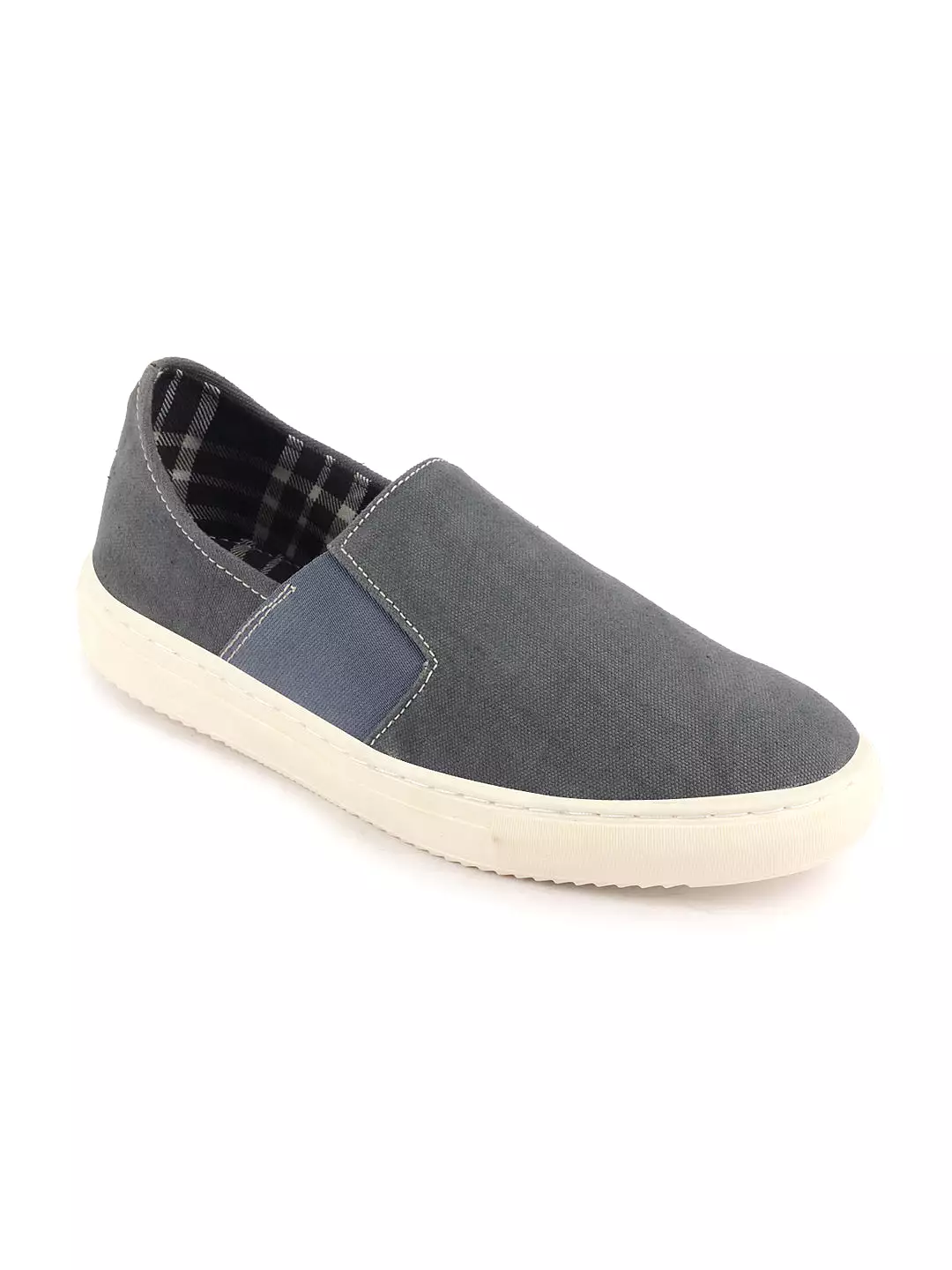 Men Grey Colorblocked Denim/Canvas Slip On Casual Loafer Shoes