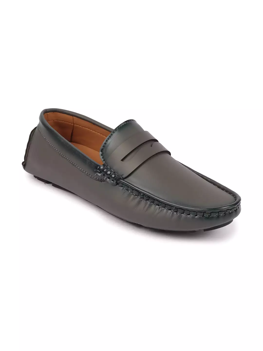 Men Grey Hand Stitched Comfort Loafer and Moccasin Shoes