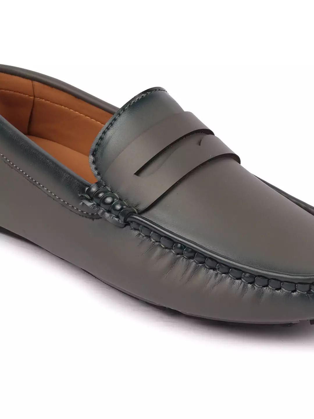 Men Grey Hand Stitched Comfort Loafer and Moccasin Shoes