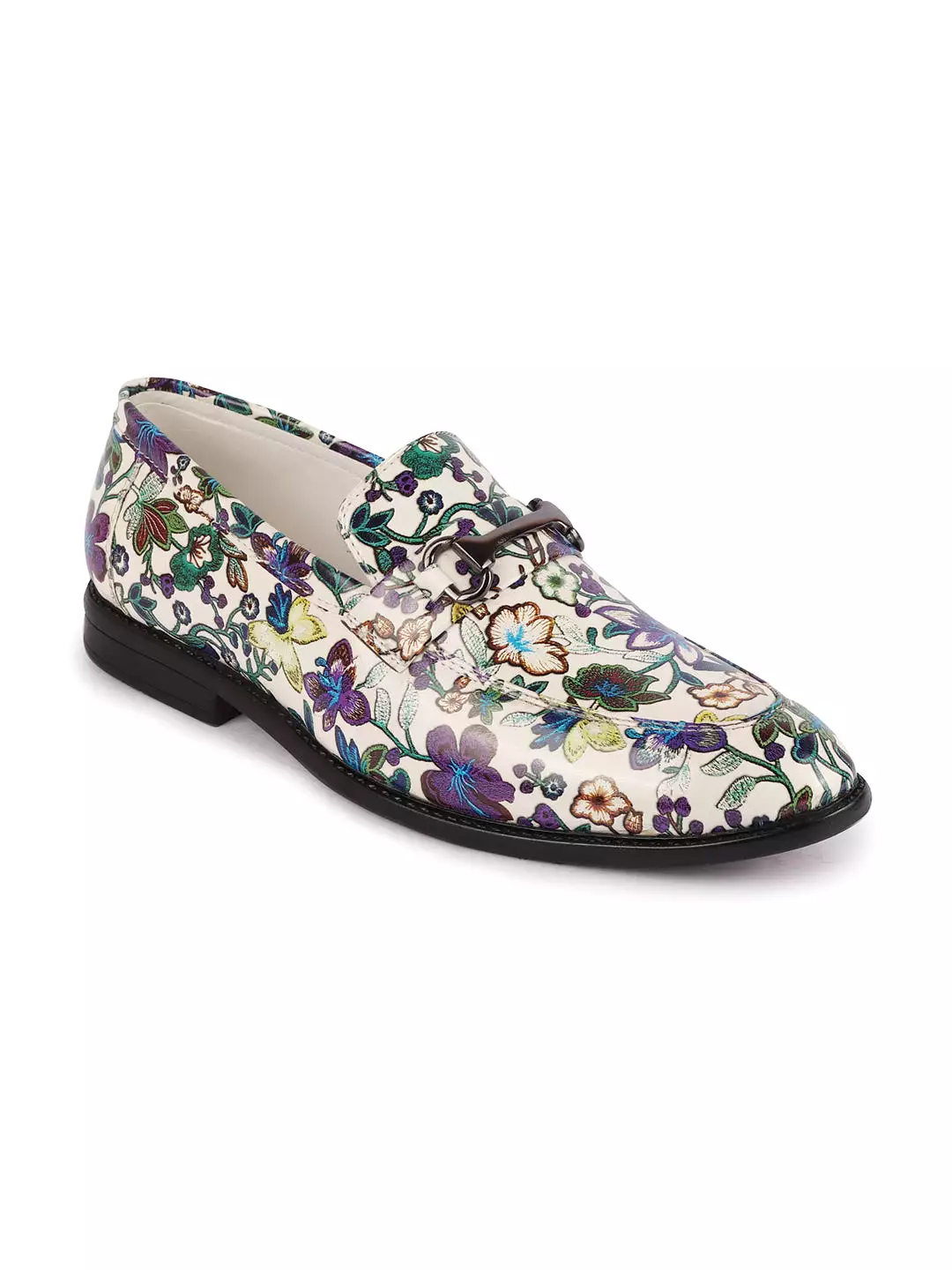 Men Multi Floral Print Horsebit Buckle Weekend Wedding Evening Party Shoes Loafers