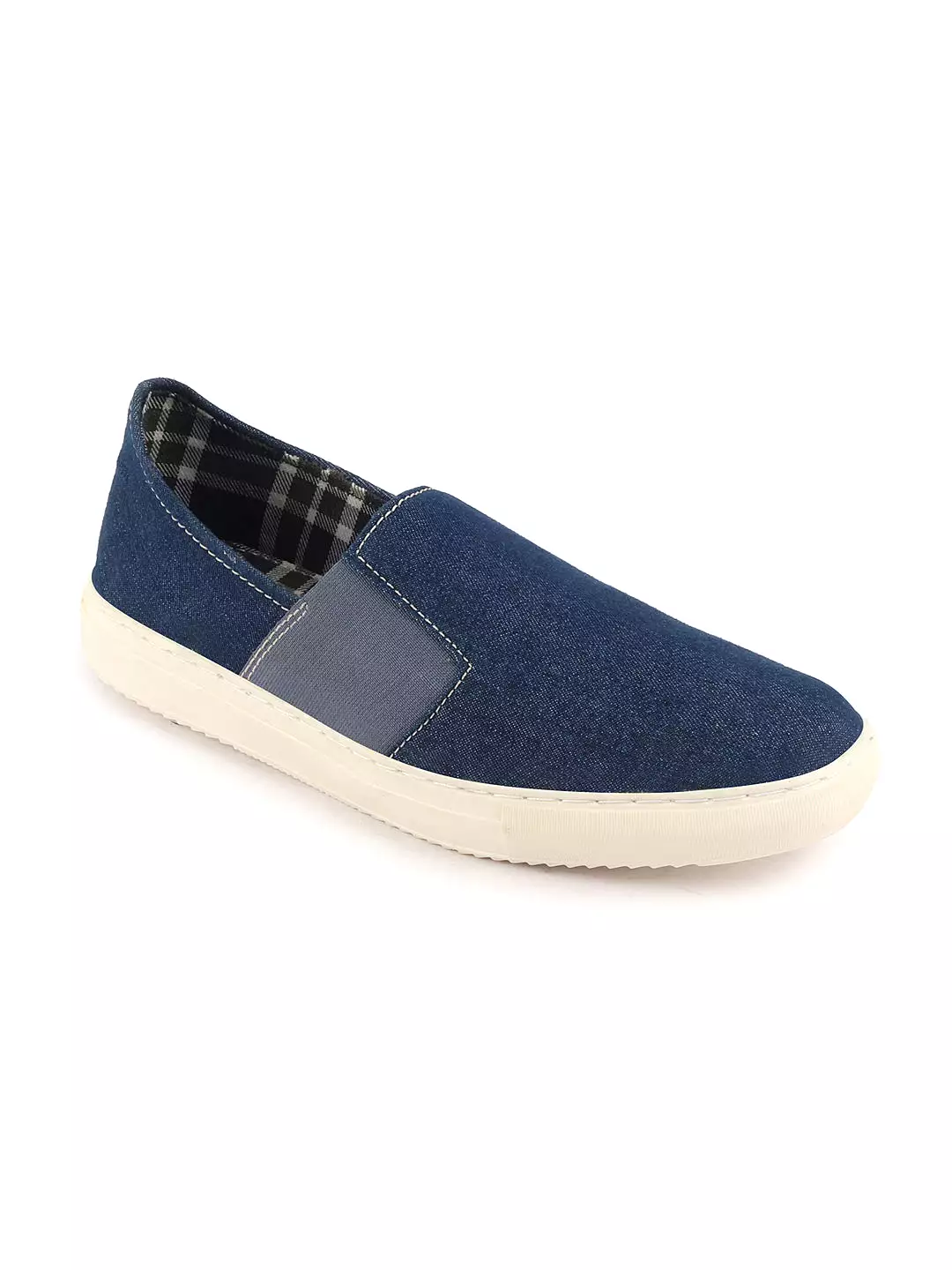 Men Navy Blue Colorblocked Denim/Canvas Slip On Casual Loafer Shoes