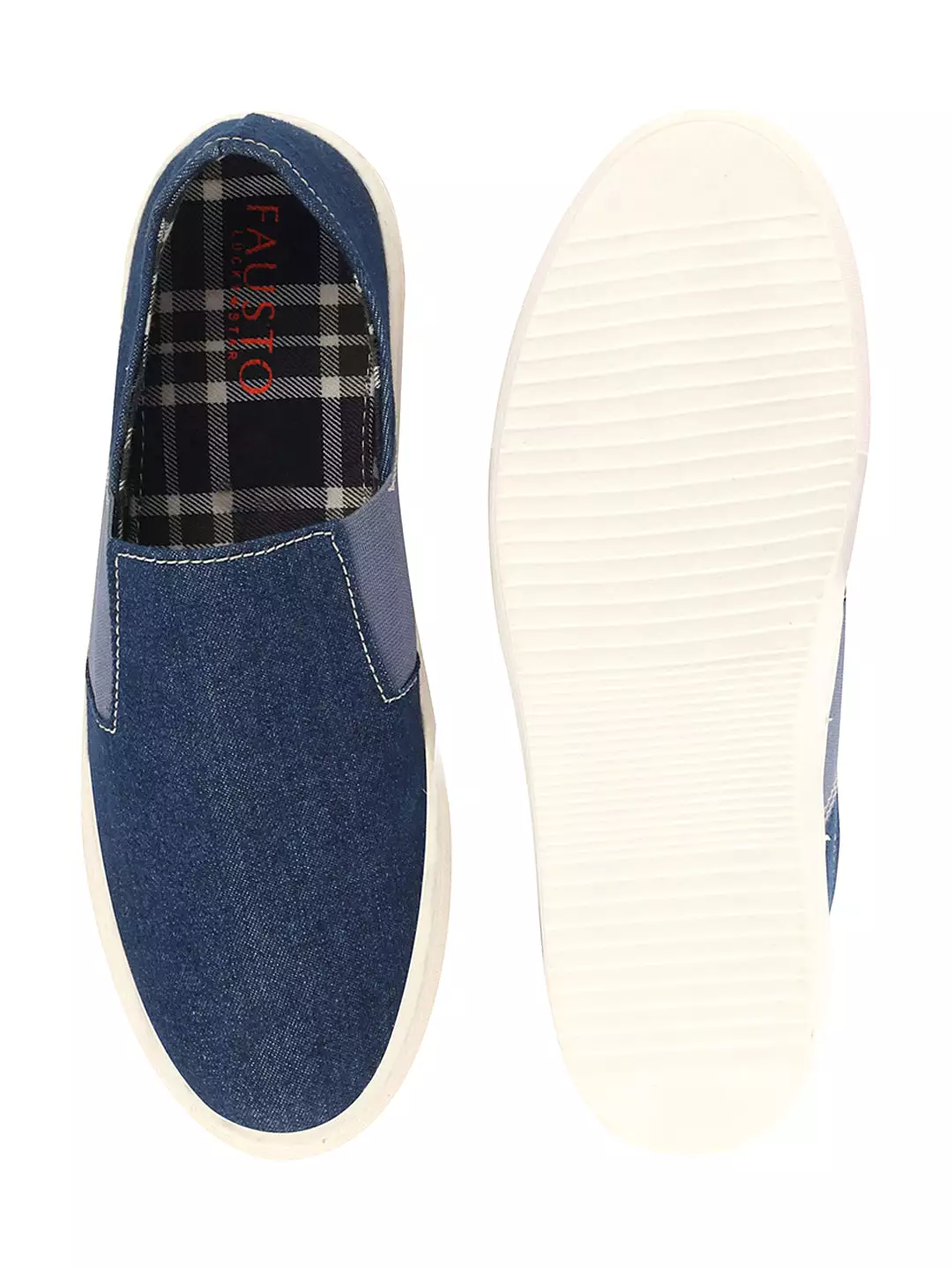 Men Navy Blue Colorblocked Denim/Canvas Slip On Casual Loafer Shoes