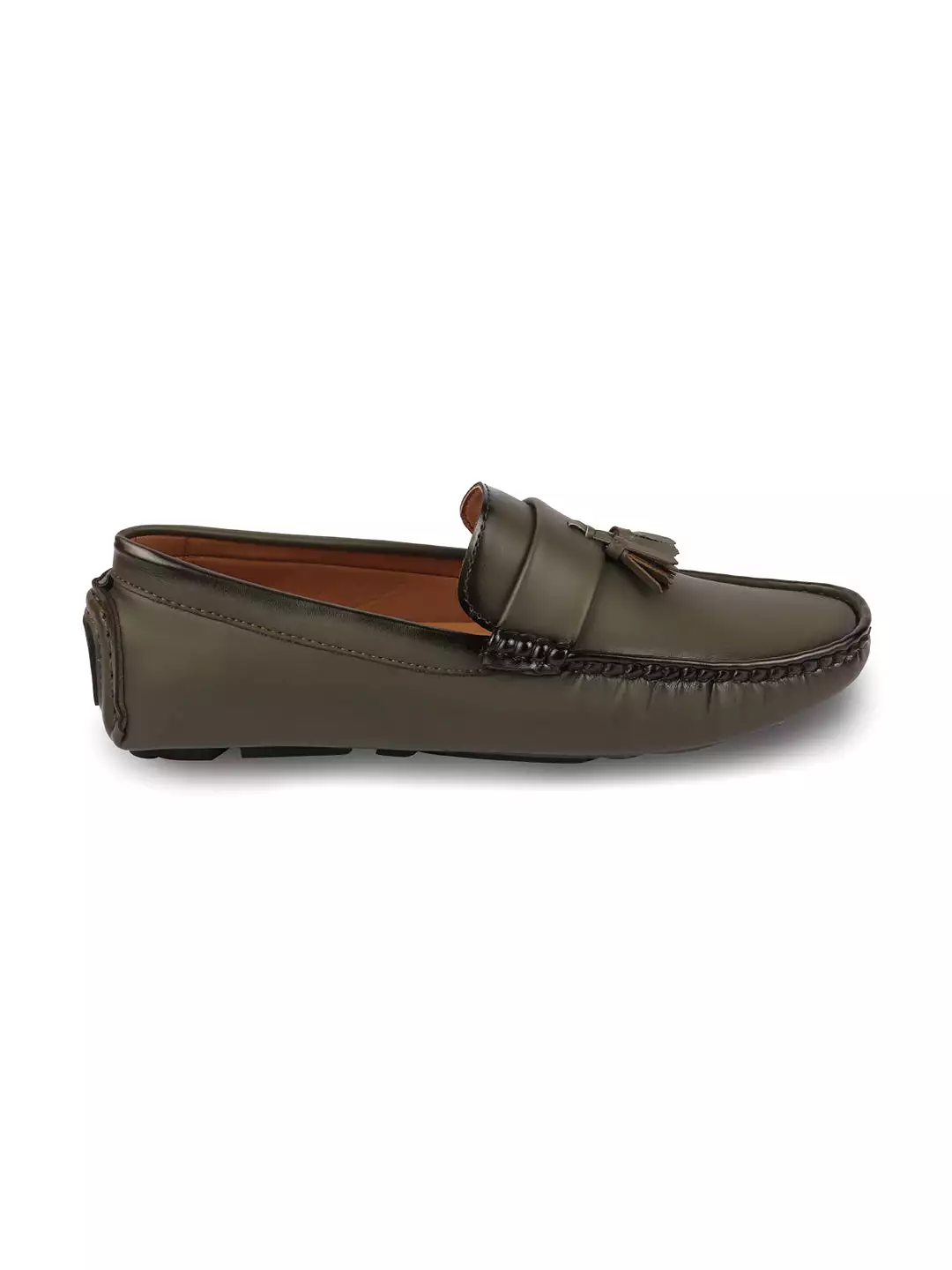 Men Olive Driving Outdoor Tassel Loafer and Moccasin Shoes