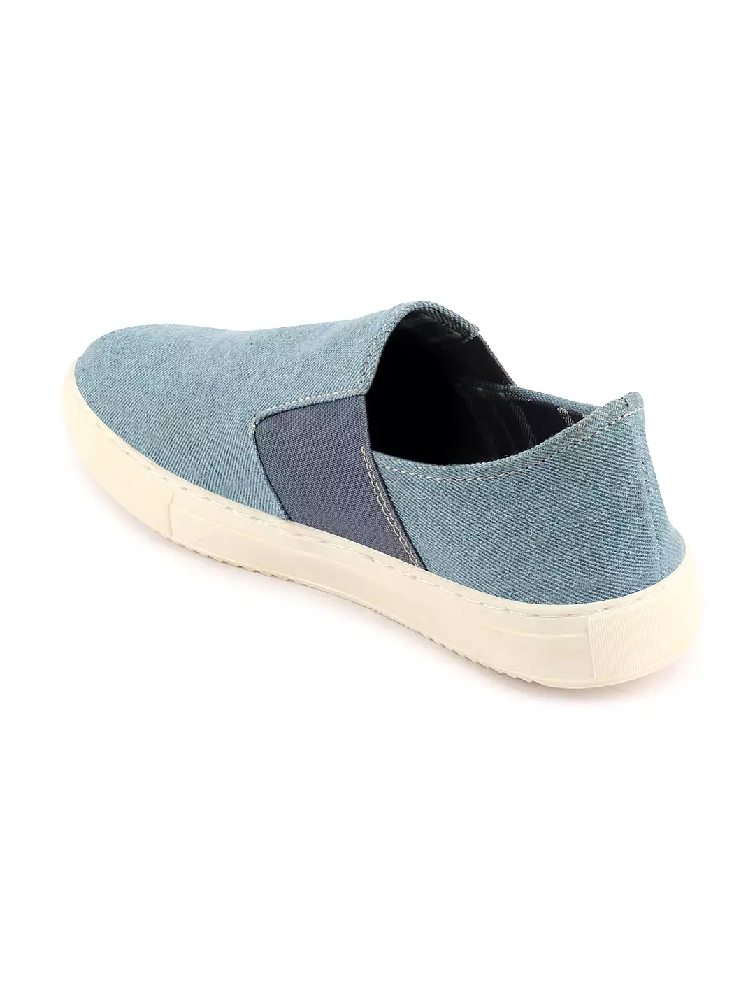 Men Sky Blue Colorblocked Denim/Canvas Slip On Casual Loafer Shoes