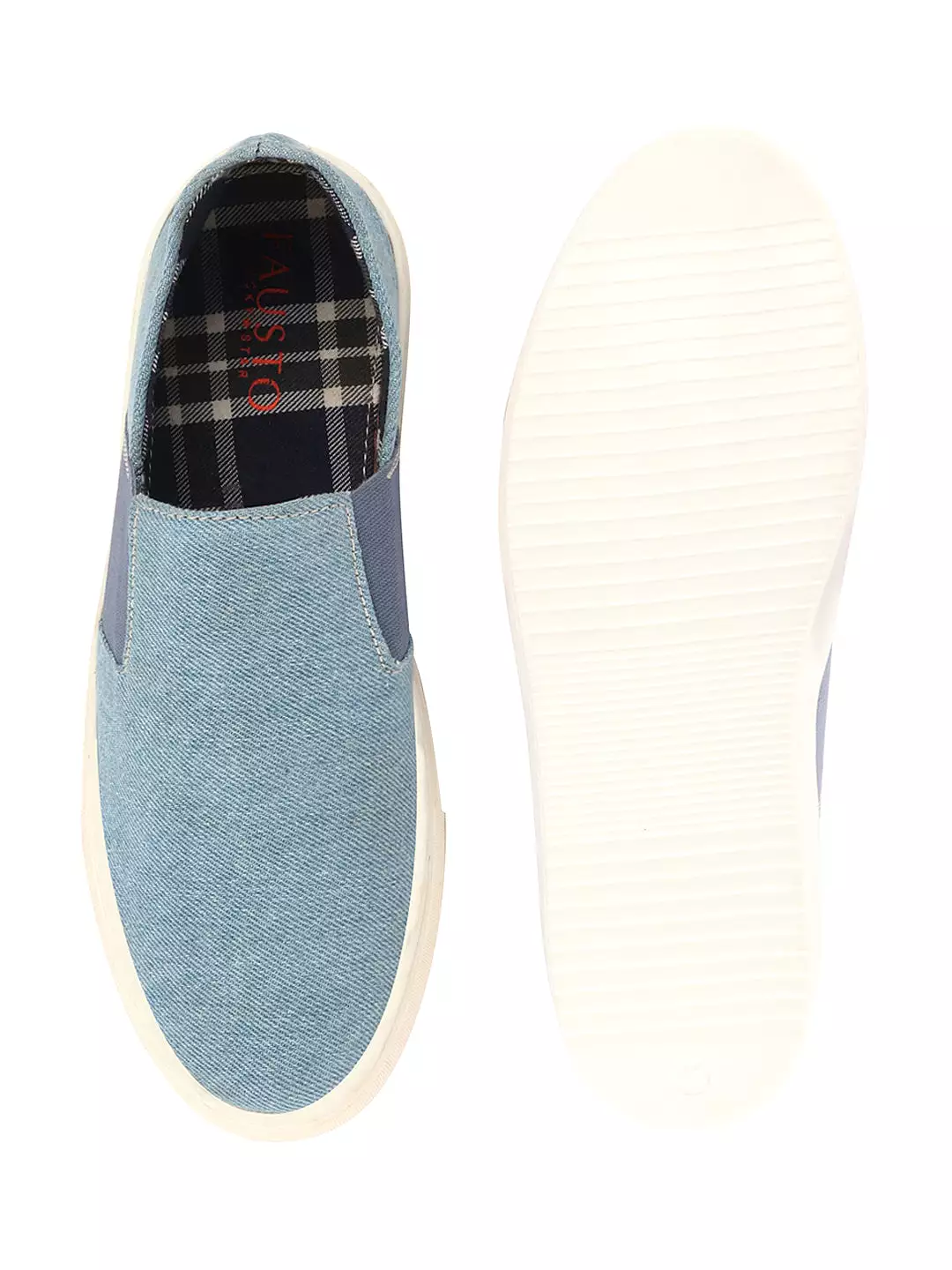 Men Sky Blue Colorblocked Denim/Canvas Slip On Casual Loafer Shoes