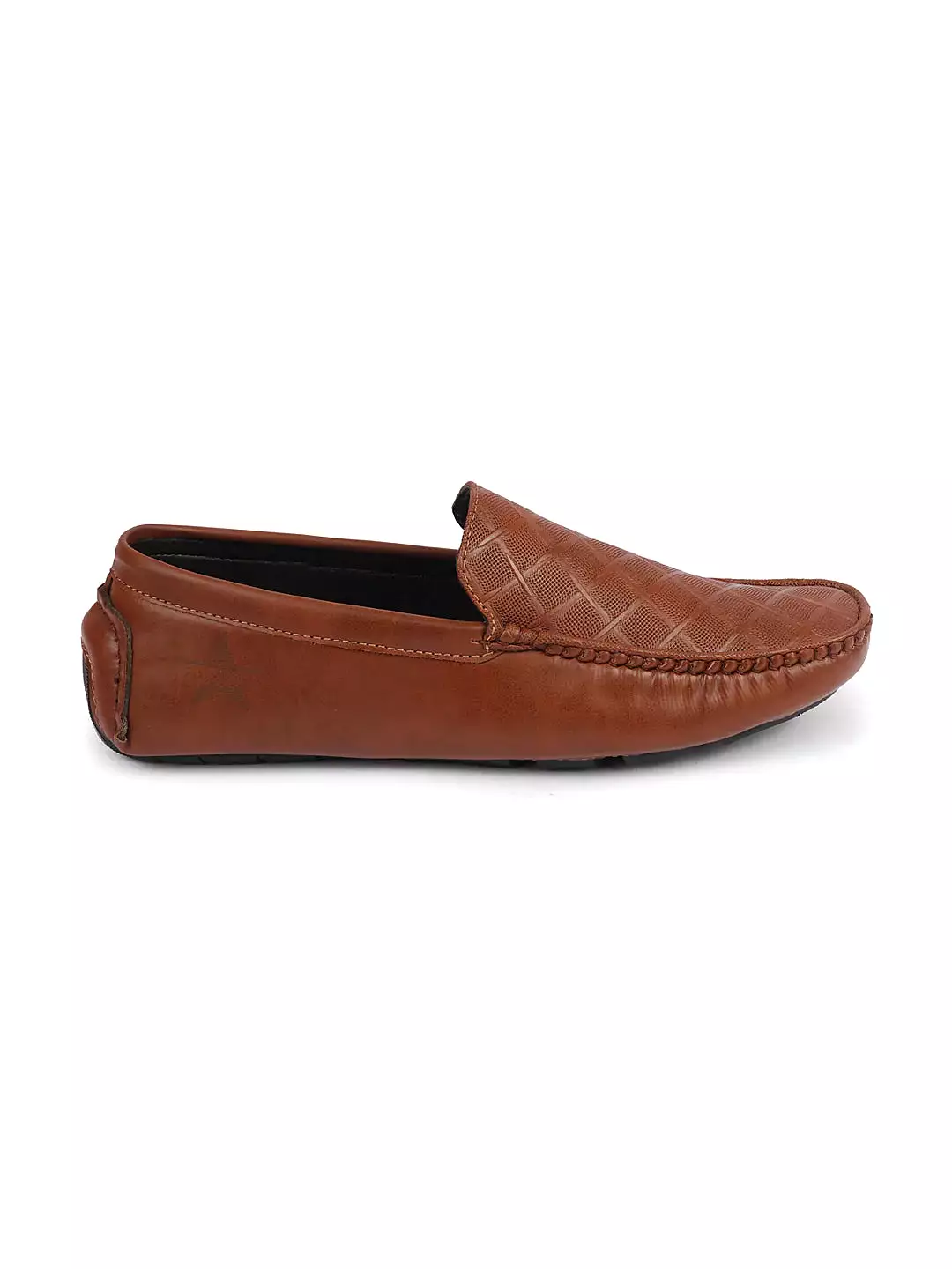 Men Tan Textured Design Casual Classic Slip On Driving Loafer and Moccasins